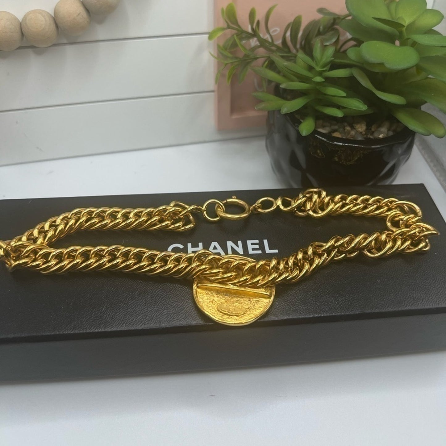 Chanel 24K Gold Plated Vintage Rue Cambon Medallion Collar Necklace