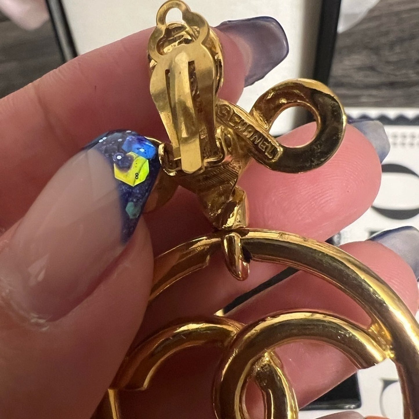 CHANEL Vintage Gold CC Knot Drop Earrings