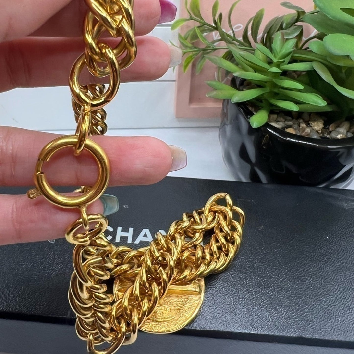 Chanel 24K Gold Plated Vintage Rue Cambon Medallion Collar Necklace