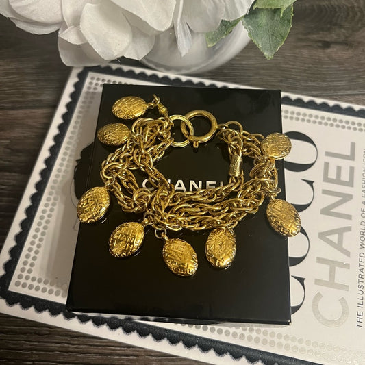 CHANEL Vintage Gold Multistrand Charm Bracelet