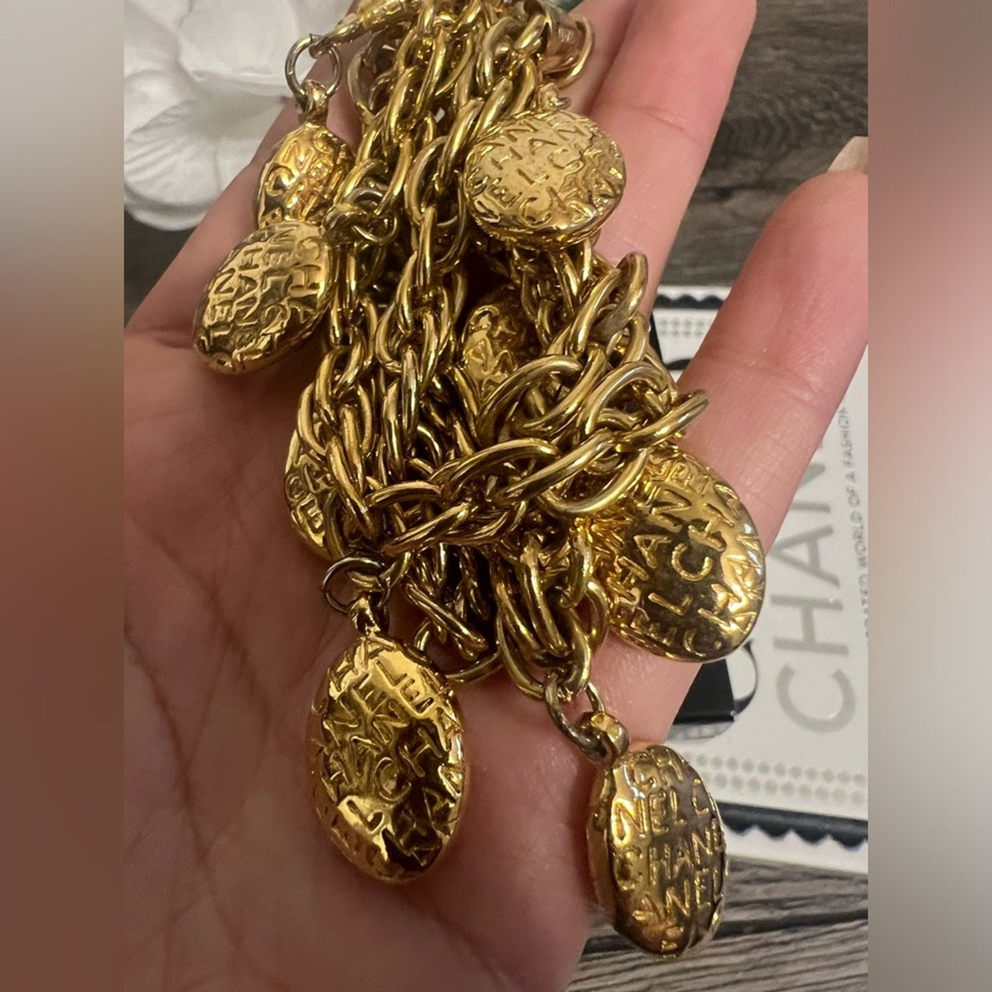 CHANEL Vintage Gold Multistrand Charm Bracelet