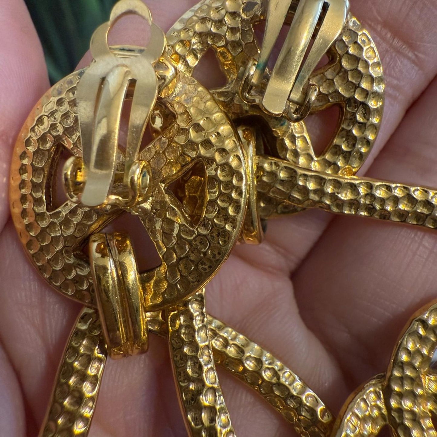 Beautiful CHANEL Vintage Gold CC Statement Dangle Clip On Earrings