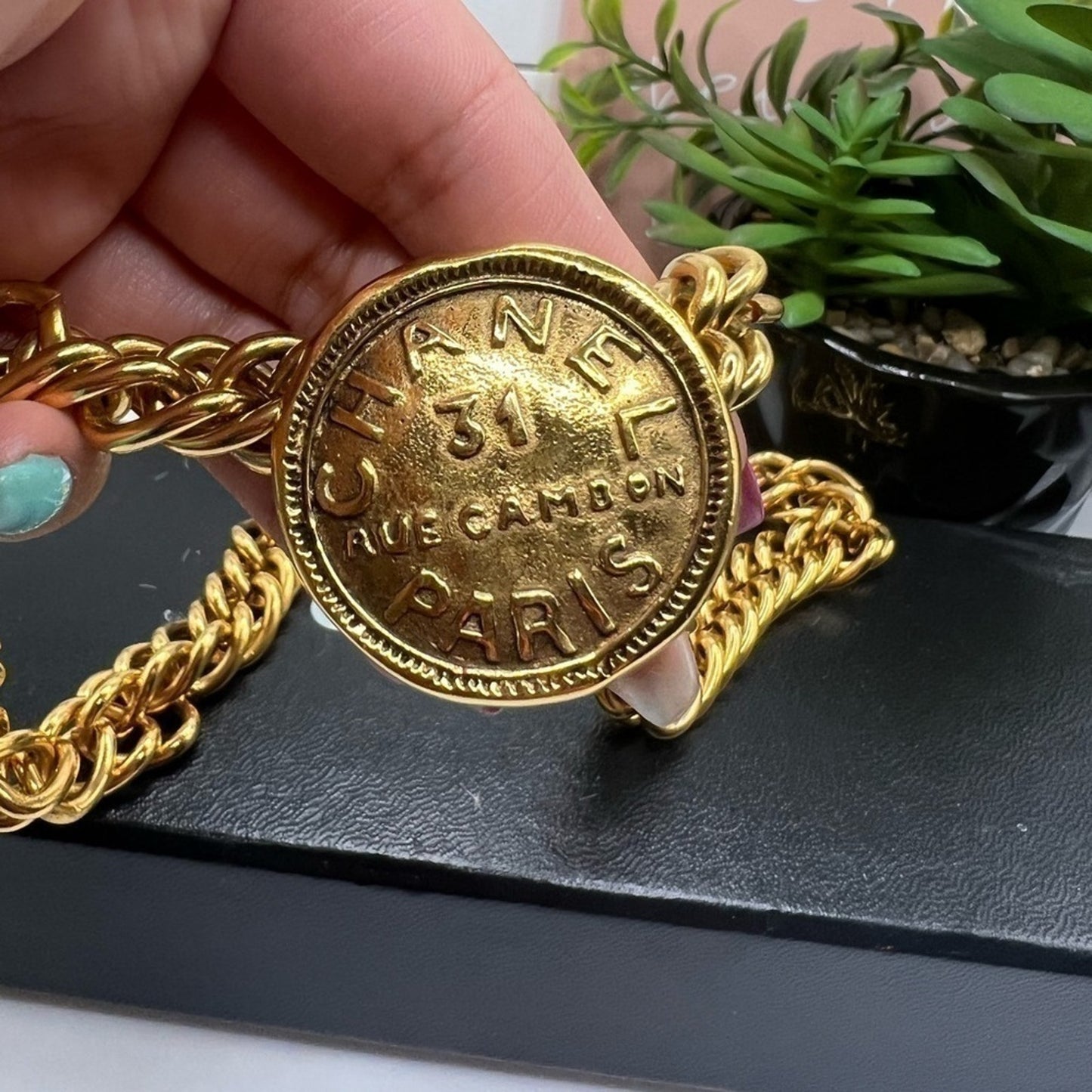 Chanel 24K Gold Plated Vintage Rue Cambon Medallion Collar Necklace